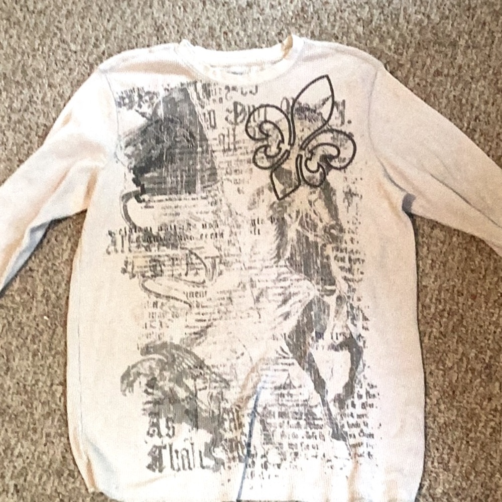⚜️ VINTAGE DISTRESSED MACHINE GRAPHIC KNIT SHIRT
